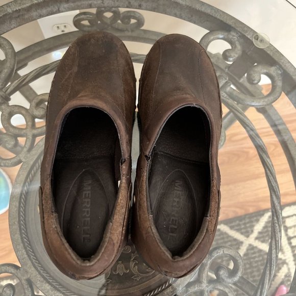Merrell Luxe Espresso Clogs Heels Size 7 Brown Leather Western Mules J68680 - Picture 8 of 12